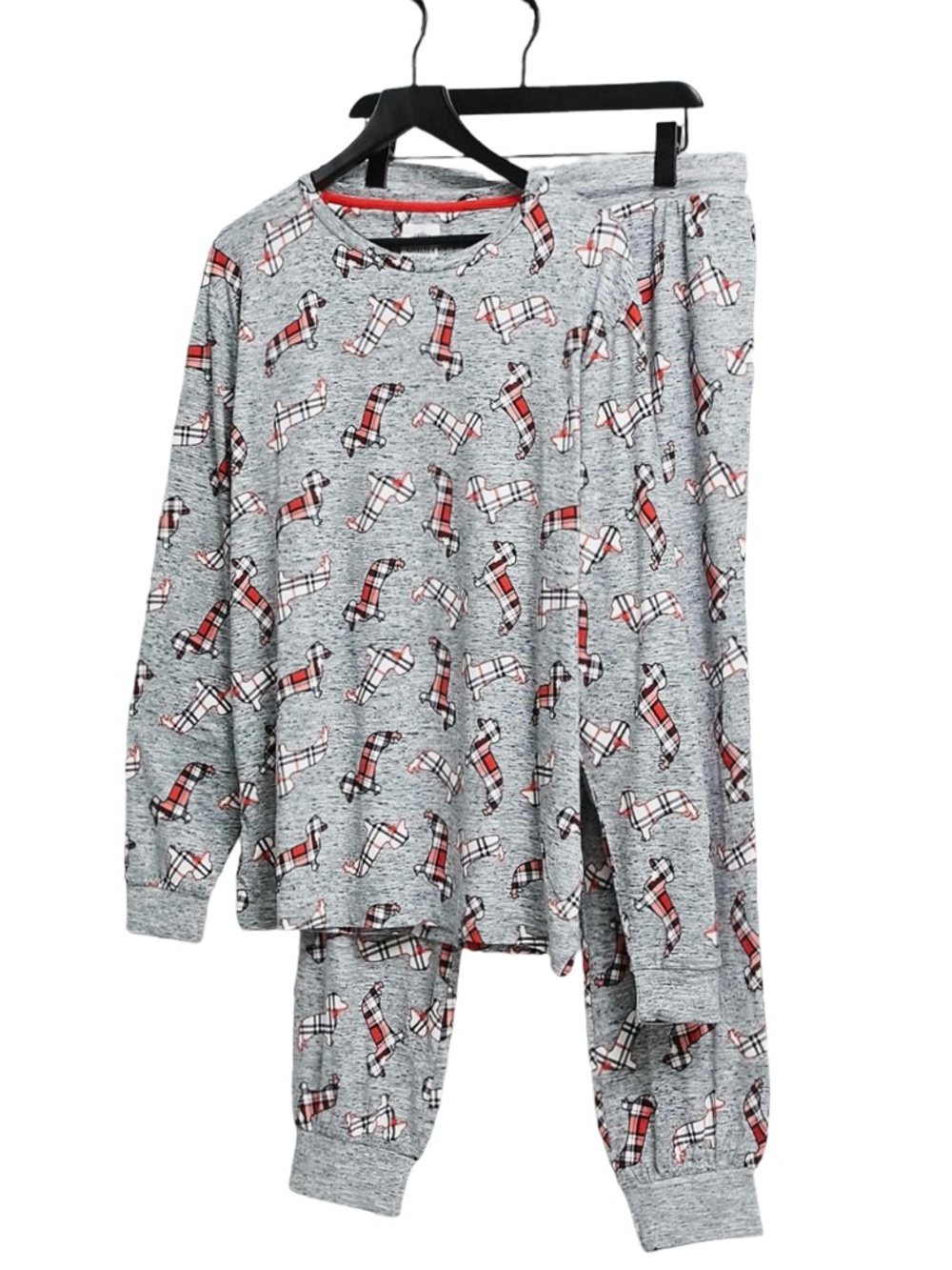 ▪️♥️🐶 ASOS Chelsea Peers Grey Plaid Dachshund Doxie Dog Pajama Set 🐶♥️▪️